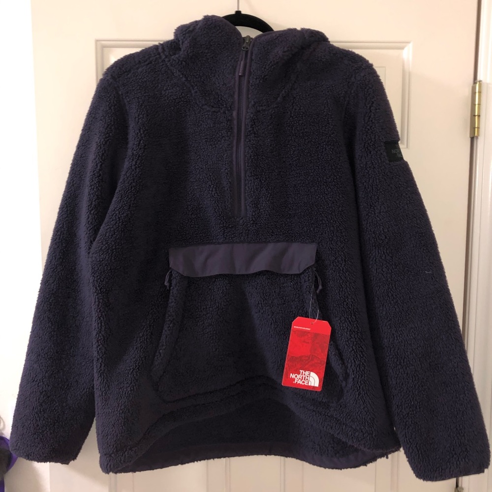 North face purple teddy quarter zip